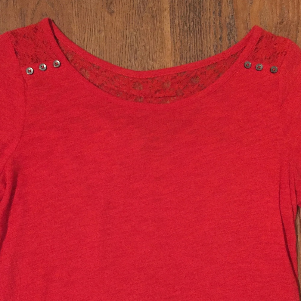Express Red Lace Top - Picture 2 of 4
